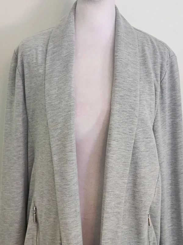 Lemon Tart Heather Gray Open Front Knit Cardigan Size Large - Image 2