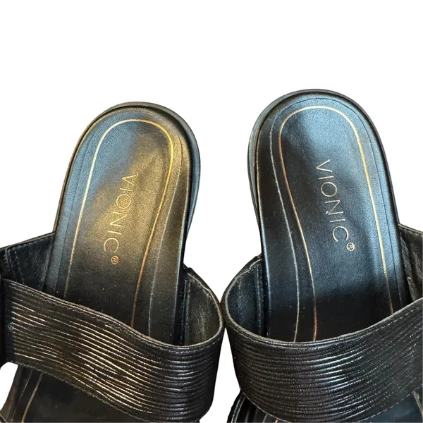 Vionic Shoes Womens Size 6.5 Black Julep Strappy Flat Slide Sandals Comfort - Image 3