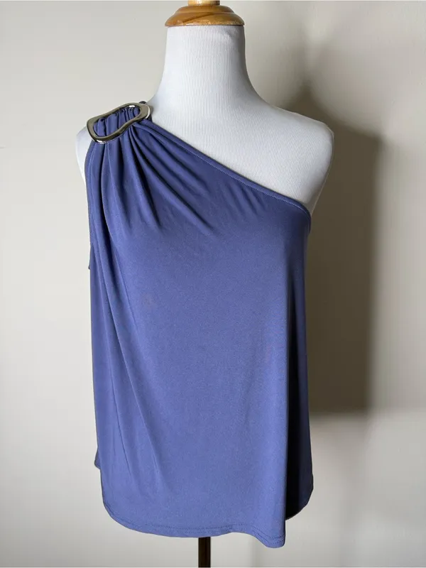 Dolan Left Coast Anthropologie Blue One Shoulder Top - Image 2