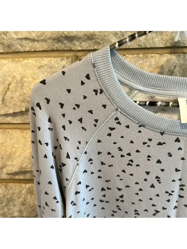 *5 for $45* Bare Necessities blue sweatshirt with black heart, print size small - Image 4