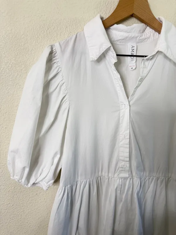 Anthropologie‎ Amadi Cordelia Tiered Midi Shirtdress White Poplin Womens Size M - Image 4