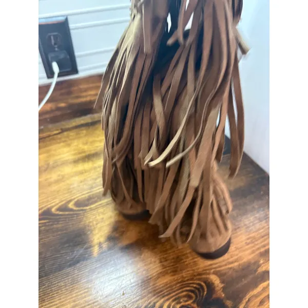 No Boundaries Tan Tall Faux Suede Fringe Boots Size 6 - Image 6