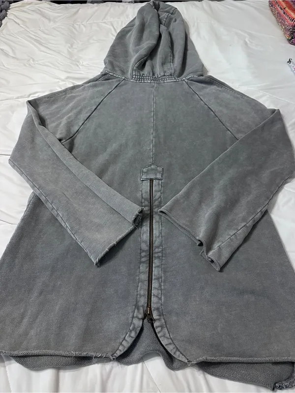 We The Free Women's Gray Lace-Up Hooded Pullover Hoodie - Size L - Image 5