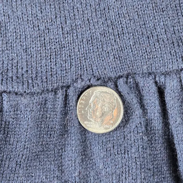 Esther's Archive‎ Navy Blue Cotton Cashmere Ruffle Bow Cardigan Sweater Small - Image 8