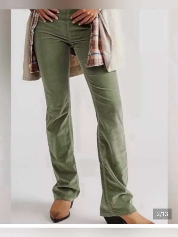 NWT olive green We The Free by Free People pull-on corduroy pants size 28 - Image 2