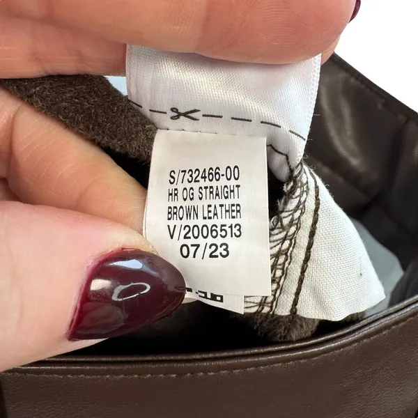 Old Navy Brown Faux Leather Straight Pants Plus‎ Size 20 Vegan Leather Trousers - Image 5
