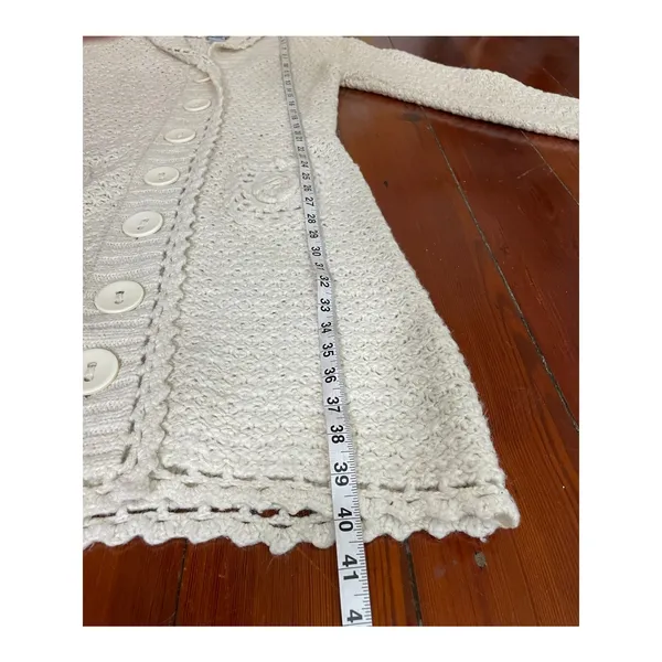 Mac & Jac Chunky Knit Cardigan Long Sweater Coat Cream L Boho Cozy - Image 10