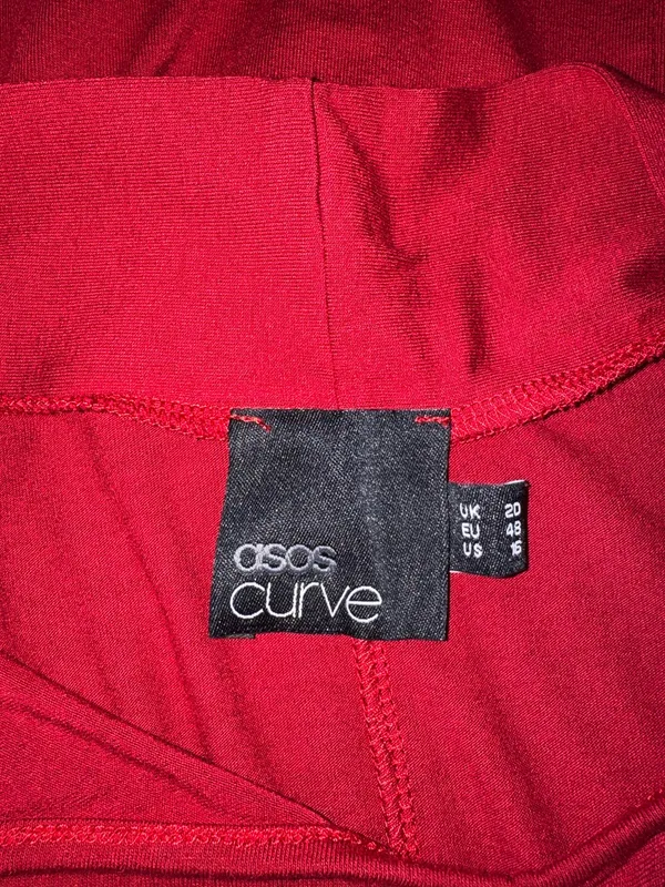 ASOS Design Curve Women’s Red Tie Neck Detail Dress Size 16 - Image 5