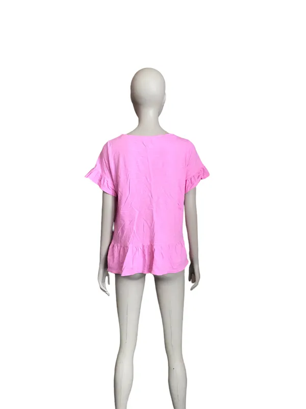 Pink Ruffle Short Sleeve Top - Image 4