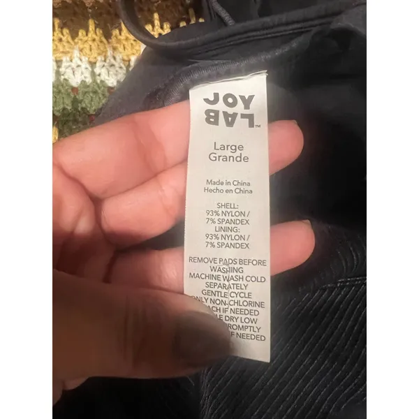 JoyLab Black Seamless Short Active Bodysuit V-Neck Ribbed Workout Romper L - Image 5