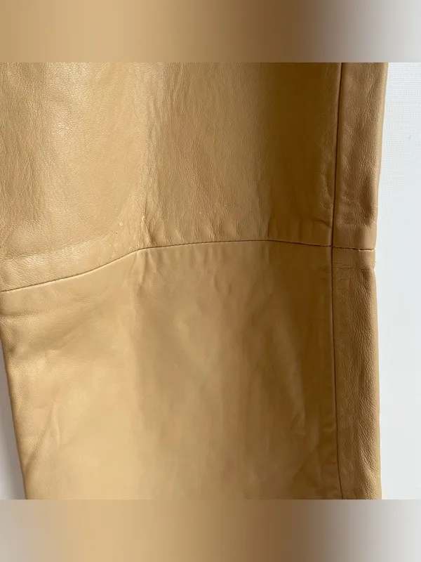 Tommy Hilfiger vintage Y2K 2010s tan camel leather bootcut pants trousers 12 - Image 2