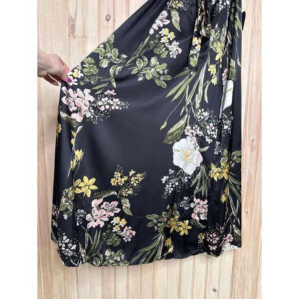 NWT Lulus All About the Drama Black Floral Satin Cowl Neck Maxi Dress Cruise S - Image 6