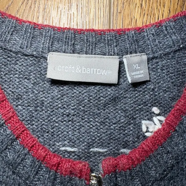 Croft & Barrow Embroidered Christmas Cardinal Sweater Womens XL Wool Angora Gray - Image 3