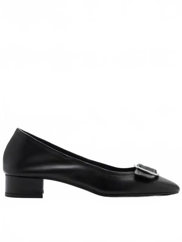 Mango Buckle Leather Shoes Block Heel NIB Black Size US 6.5 / EU 37 - Image 4
