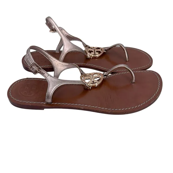 Tory Burch‎ Sling Gold Logo Sandals Size Women's 9 M - Image 2