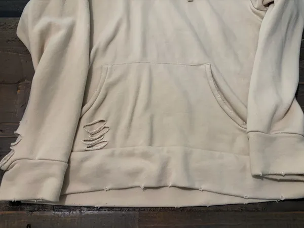 Chelsea DeBoer by Lily & Lottie Distressed Hoodie Women’s S Cream Pullover - Image 2