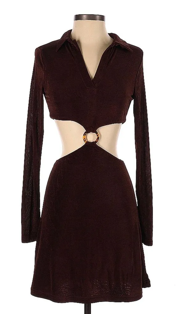 Peppermayo Brown Cutout Dress - Image 3