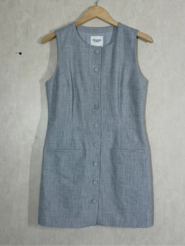 NWT Abercrombie & Fitch Women’s Mara High-Neck Vest Mini Dress Heather Grey S - Image 2