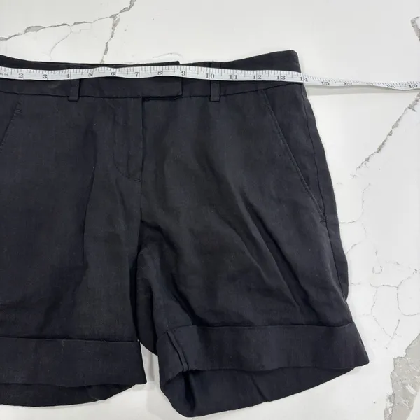 Theory Shorts Womens Size 00 Black Linen Blend Neutral Quiet Luxury - Image 4