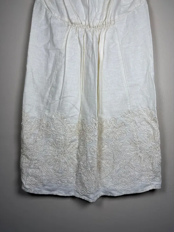 NWT MSSP/ MAX STUDIO Cream Linen Embroidered Sleeveless Dress Sz XS Sheath - Image 9