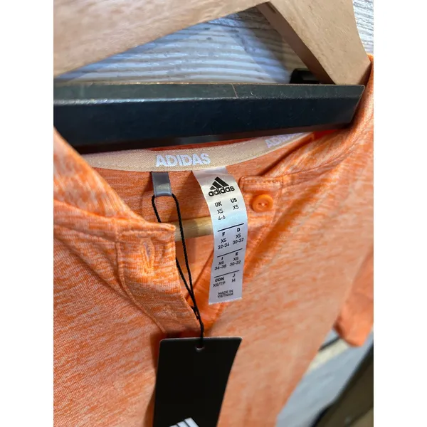 Adidas Golf Women XS Orange Heathered Short Sleeve Mandarin Polo Shirt NWT - Image 5