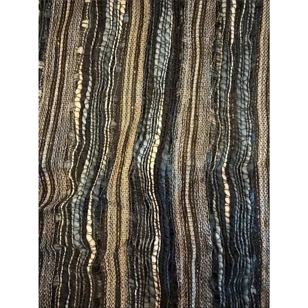 Blue White Metallic Sheer Striped Scarf Lightweight Woven Fringe Wrap - Image 3