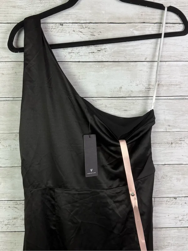 Lulus Dreaming of Elegance Black Satin One-Shoulder Maxi Dress Size Large - Image 5