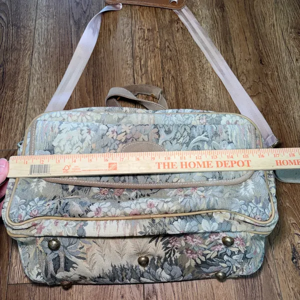 French Luggage Co Vintage Floral Tapestry Carry On Bag Travel Tote Made in USA - Image 5