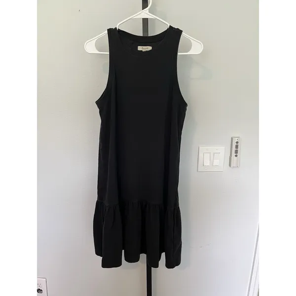 Madewell Women's Brightside Ruffle Hem Tank Mini Dress sz S Black - Image 6