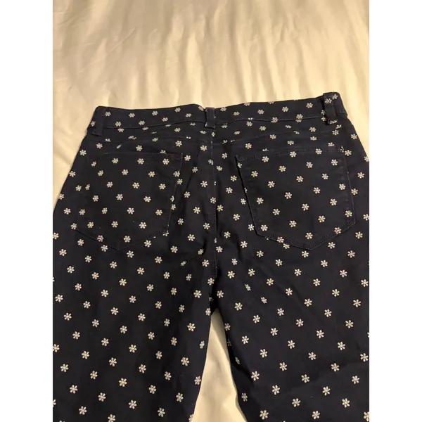 Ann Taylor Navy Blue Embroidered Daisy Skinny Ankle Modern‎ Fit Pants Womens 10 - Image 6