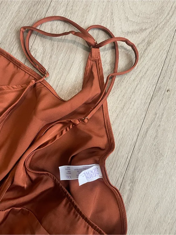Satin Slip Chemise in Rust Orange Size 2X - Image 2