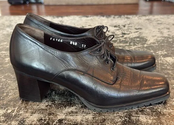 Cole Haan Brown Leather Made In Italy Lace Up Shoes 2.5" Heel Size 8.5 - Image 4