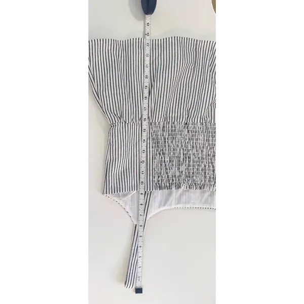WAYF‎ Striped Peplum Camisole Top Black White Linen Blend Button Front Large NWT - Image 11