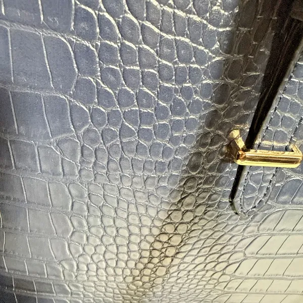 Source Unknown Laptop Attache' Carry Purse 15.6" Tote Bag Faux Croc Leather Dark Blue - Image 2