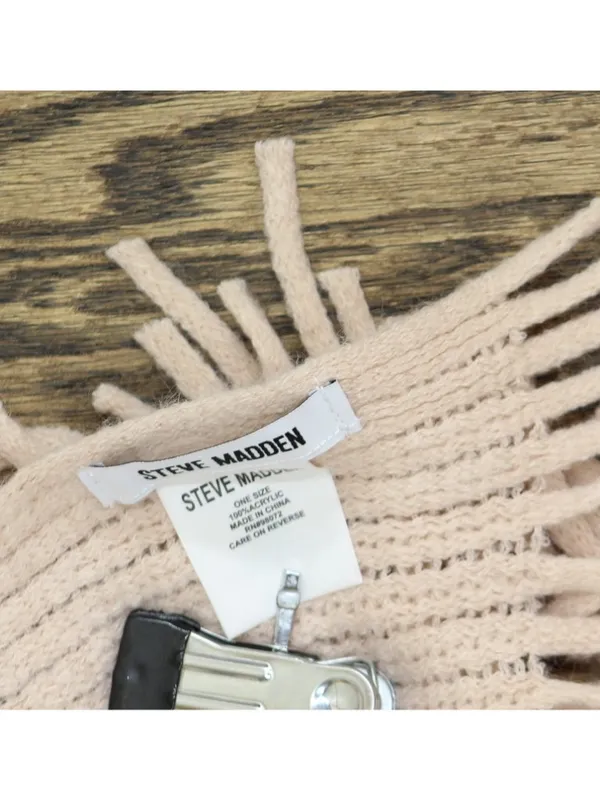 NEW Steve Madden Ribbed Fringe Knit Scarf Pink - Image 3