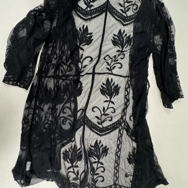 Primark Black Lace Embroidered Floral Cover-Up - Size‎ L. - Image 9