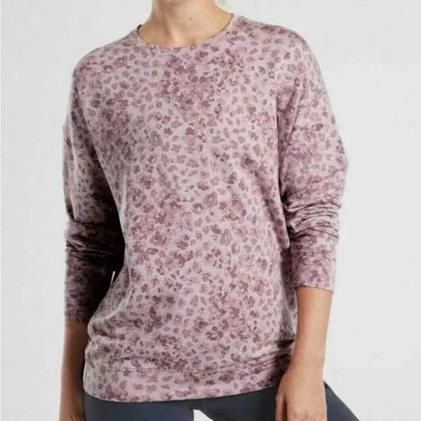Athleta Studio To Street Print Sweatshirt Women’s Sz Large In Flora Mauve - Image 8