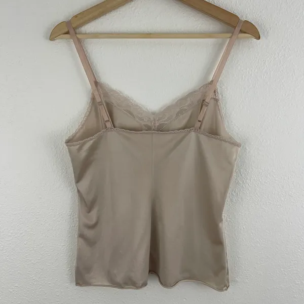 Vanity Fair Vintage Champange Beige Lace Trim Spaghetti Strap Camisole Top - Image 6