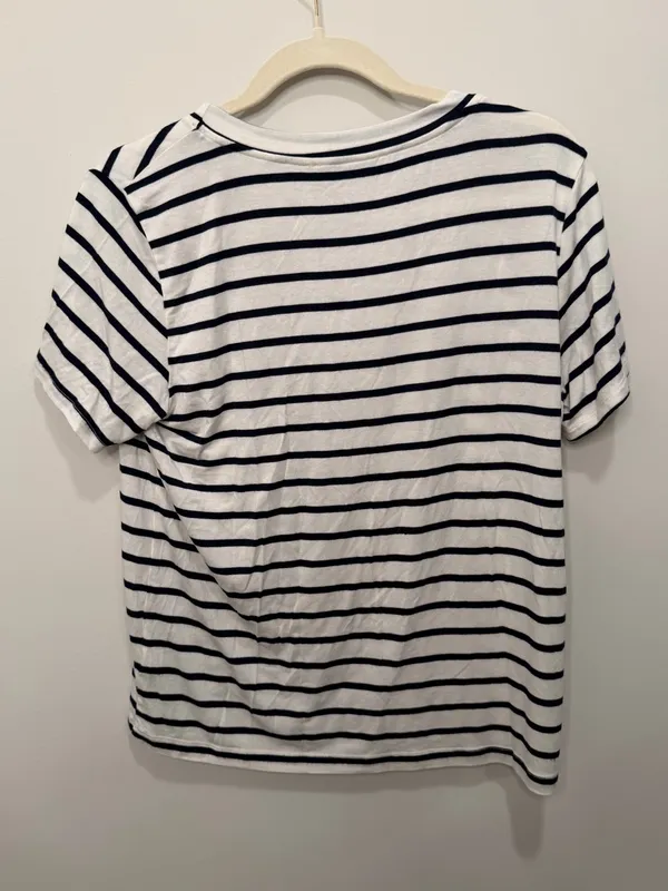 Amour Vert White Navy Striped‎ Modal T-Shirt Size Medium - Image 4