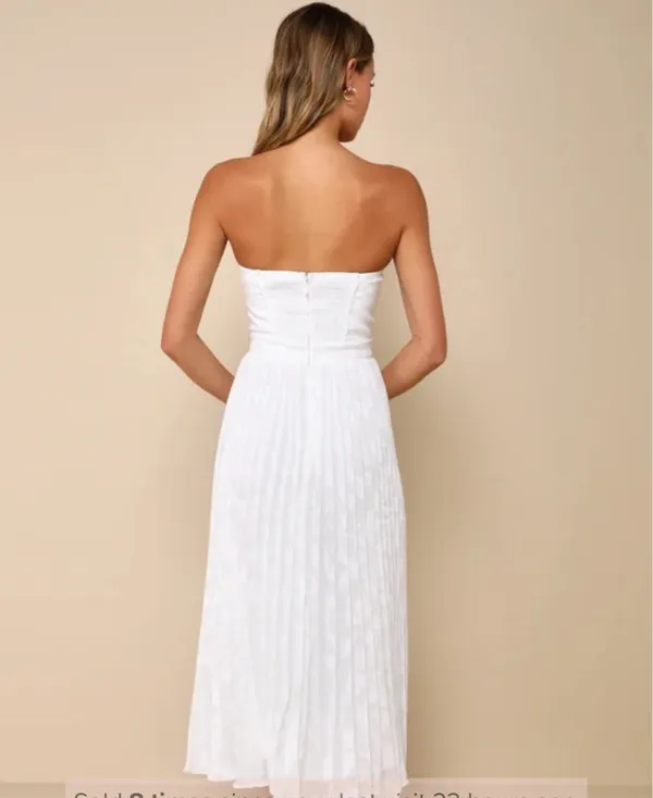 Lulus ivory jacquard strapless midi dress - Image 2