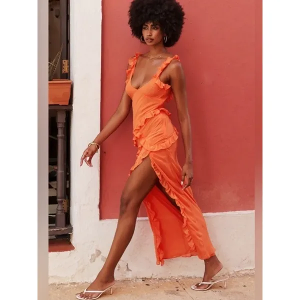 NWT‎ House of CB pixie ruffle Georgette Body-con Cocktail Dress - Image 2