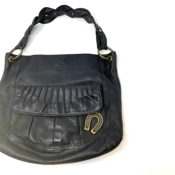 Betsy Johnson Vintage‎ Black Vegan Leather Western Horseshoe Shoulder Bag - Image 3