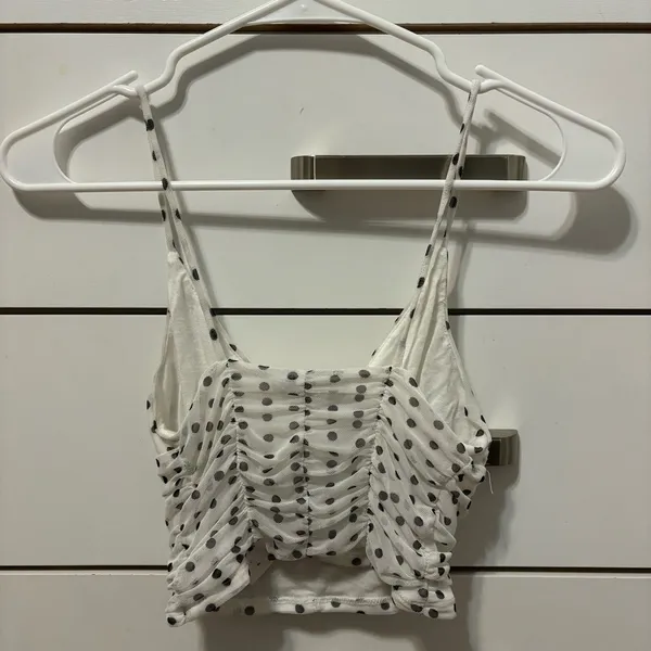 Urban Outfitters White Crop Polka Dot Tank Top - Image 2