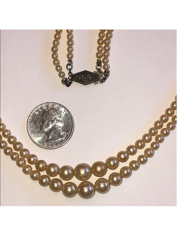 Elegant Sterling Clasp Vintage Faux Pearl Beaded Boho Necklace - Image 4