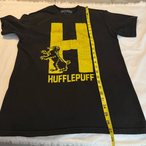 Harry Potter Hufflepuff Cotton T shirt Size Medium Black Fadec - Image 7