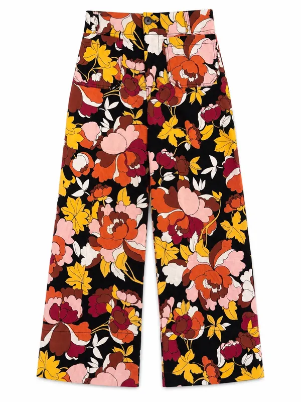 Maeve Anthropologie Colette Wide Leg Pants 25 Multicolor Floral Patch - Image 3