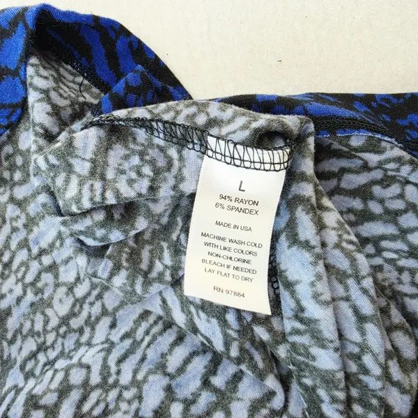 Tart Collections NWT Blue Black Animal Print Cowl Neck Blouson Sheath Dress L - Image 6
