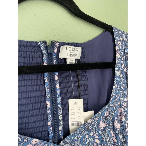 New J. Crew x Liberty Sweetheart Long Sleeve Mini Dress Bourton Bloom Size 00 - Image 3