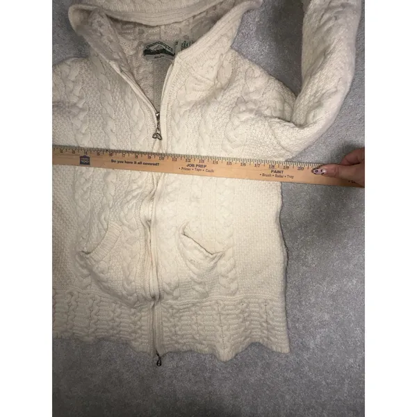 Aran Crafts Women's M Fits S Merino Wool Full Zip Sweater Cable Ireland Ivory - Image 6