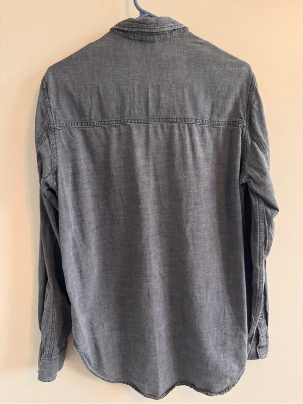 &Denim Gray Chambray Button Front Shirt Women’s Small‎ Cotton - Image 3